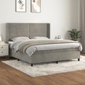 vidaXL, vidaXL Boxspringbett mit Matratze Hellgrau 160x200 cm Samt