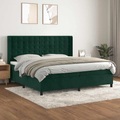 vidaXL, vidaXL Boxspringbett mit Matratze Dunkelgrün 200x200 cm Samt