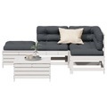 vidaXL, vidaXL 5-tlg. Garten-Lounge-Set mit Kissen Weiß Massivholz Kiefer