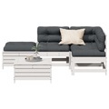 vidaXL, vidaXL 5-tlg. Garten-Lounge-Set mit Kissen Weiß Massivholz Kiefer