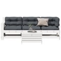 vidaXL, vidaXL 4-tlg. Garten-Lounge-Set mit Kissen Weiß Massivholz Kiefer