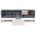 vidaXL, vidaXL 4-tlg. Garten-Lounge-Set mit Kissen Weiß Massivholz Kiefer