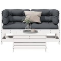 vidaXL, vidaXL 3-tlg. Garten-Lounge-Set mit Kissen Weiß Massivholz Kiefer