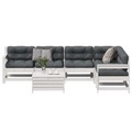 vidaXL, vidaXL 7-tlg. Garten-Lounge-Set mit Kissen Weiß Massivholz Kiefer