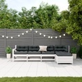 vidaXL, vidaXL 5-tlg. Garten-Lounge-Set mit Kissen Weiß Massivholz Kiefer