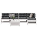 vidaXL, vidaXL 6-tlg. Garten-Lounge-Set mit Kissen Weiß Massivholz Kiefer