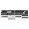 vidaXL, vidaXL 6-tlg. Garten-Lounge-Set mit Kissen Weiß Massivholz Kiefer