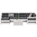 vidaXL, vidaXL 7-tlg. Garten-Lounge-Set mit Kissen Weiß Massivholz Kiefer