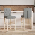 vidaXL, vidaXL Barstühle 2 Stk. Massivholz Gummibaum und Stoff