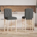 vidaXL, vidaXL Barstühle 2 Stk. Massivholz Gummibaum und Stoff