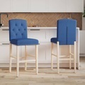 vidaXL, vidaXL Barstühle 2 Stk. Massivholz Gummibaum und Stoff