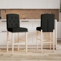vidaXL, vidaXL Barstühle 2 Stk. Massivholz Gummibaum und Stoff