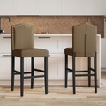 vidaXL, vidaXL Barstühle 2 Stk. Massivholz Gummibaum und Stoff