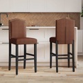 vidaXL, vidaXL Barstühle 2 Stk. Massivholz Gummibaum und Stoff