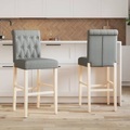 vidaXL, vidaXL Barstühle 2 Stk. Massivholz Gummibaum und Stoff