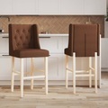vidaXL, vidaXL Barstühle 2 Stk. Massivholz Gummibaum und Stoff