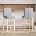 vidaXL, vidaXL Barstühle 2 Stk. Massivholz Gummibaum und Stoff