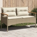 vidaXL, vidaXL Gartenbank mit Kissen 116x62,5x74 cm Beige Poly Rattan