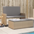 vidaXL, vidaXL Gartenbank mit Kissen und Hocker Beige Poly Rattan