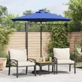 vidaXL, vidaXL Sonnenschirm mit LED und Stahlmast Azurblau 225x225x212 cm