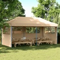 vidaXL, vidaXL Partyzelt Faltbar Pop-Up mit 3 Seitenteilen Beige