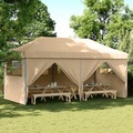 vidaXL, vidaXL Partyzelt Faltbar Pop-Up mit 4 Seitenteilen Beige