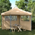 vidaXL, vidaXL Partyzelt Faltbar Pop-Up mit 2 Seitenteilen Beige