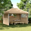 vidaXL, vidaXL Partyzelt Faltbar Pop-Up mit 3 Seitenteilen Beige