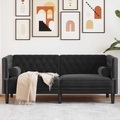 vidaXL, vidaXL Chesterfield-Sofa mit Nackenrollen 2-Sitzer Schwarz Samt