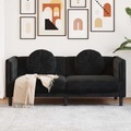 vidaXL, vidaXL Sofa mit Kissen 2-Sitzer Schwarz Samt