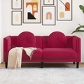 vidaXL, vidaXL Sofa mit Kissen 2-Sitzer Weinrot Samt
