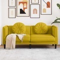 vidaXL, vidaXL Sofa mit Kissen 2-Sitzer Gelb Samt