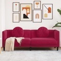 vidaXL, vidaXL Sofa mit Kissen 3-Sitzer Weinrot Samt