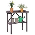 vidaXL, vidaXL Pflanztisch mit Ablage Grau 78x38x82,5 cm Massivholz Tanne
