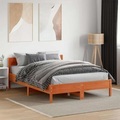 vidaXL, vidaXL Massivholzbett mit Kopfteil Wachsbraun 120x190 cm Kiefer