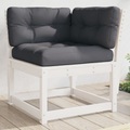 vidaXL, vidaXL Garten-Ecksofa mit Kissen Weiß 73x73x78 cm Massivholz Kiefer
