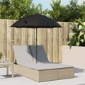 vidaXL, vidaXL Doppel-Sonnenliege mit Kissen & Sonnenschirm Beige Poly Rattan