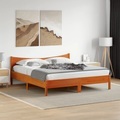 vidaXL, vidaXL Massivholzbett mit Kopfteil Wachsbraun 200x200 cm Kiefer