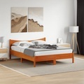 vidaXL, vidaXL Massivholzbett mit Kopfteil Wachsbraun 160x200 cm Kiefer