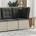 vidaXL, vidaXL Garten-Ecksofa mit Kissen Hellgrau Poly Rattan
