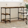 vidaXL, vidaXL Schreibtisch Räuchereiche 140x50x75 cm Metall Holzwerkstoff
