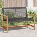 vidaXL, vidaXL Gartenbank Schwarz 112 cm Poly Rattan und Akazienholz