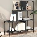 vidaXL, vidaXL Bücherregal Schwarz 92x30x102 cm Holzwerkstoff und Metall