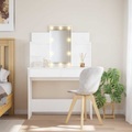 vidaXL, vidaXL Schminktisch mit LED-Leuchten Weiß 96x40x142 cm