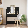 vidaXL, vidaXL Schminktisch mit LED-Leuchten Schwarz 96x40x142 cm