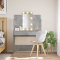 vidaXL, vidaXL Schminktisch mit LED-Leuchten Betongrau 96x40x142 cm