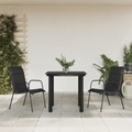 vidaXL, vidaXL 3-tlg. Garten-Essgruppe Schwarz Stahl und Textilene