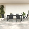 vidaXL, vidaXL 7-tlg. Garten-Essgruppe Schwarz Stahl und Textilene
