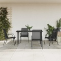 vidaXL, vidaXL 5-tlg. Garten-Essgruppe Schwarz Stahl und Textilene