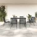 vidaXL, vidaXL 7-tlg. Garten-Essgruppe Schwarz Stahl und Textilene